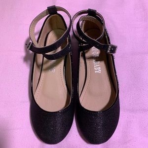Black Sparkle Ankle-Strap Flats